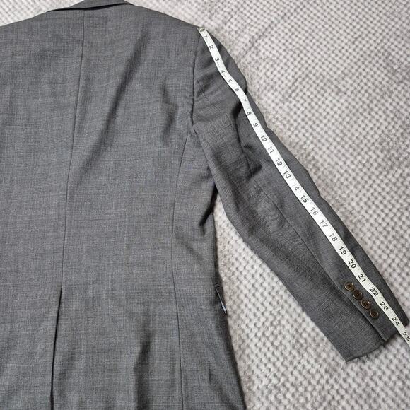 Brooks Brothers Wool Blazer 43L Checked Plaid Sport Coat Gray 2 Button Jacket - Picture 5 of 10